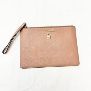 Michael Kors Zippered Pink Pebbled Leather Blush/Nude Wallet